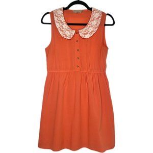 Modcloth Coral Dress with Lace Peter Pan Collar
